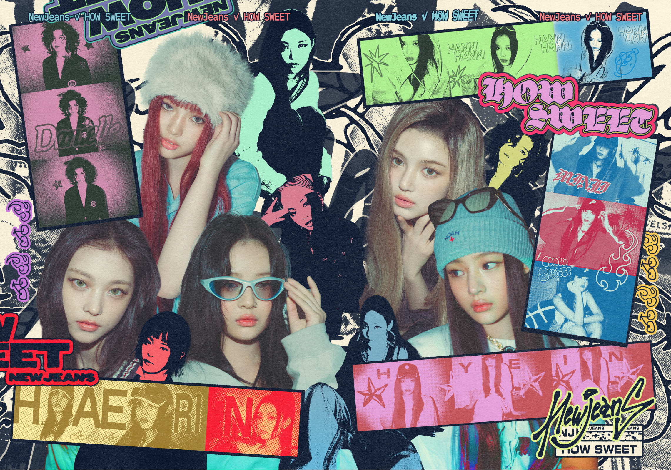NewJeans 'HOW SWEET' Album Character, Illust, Logo Design