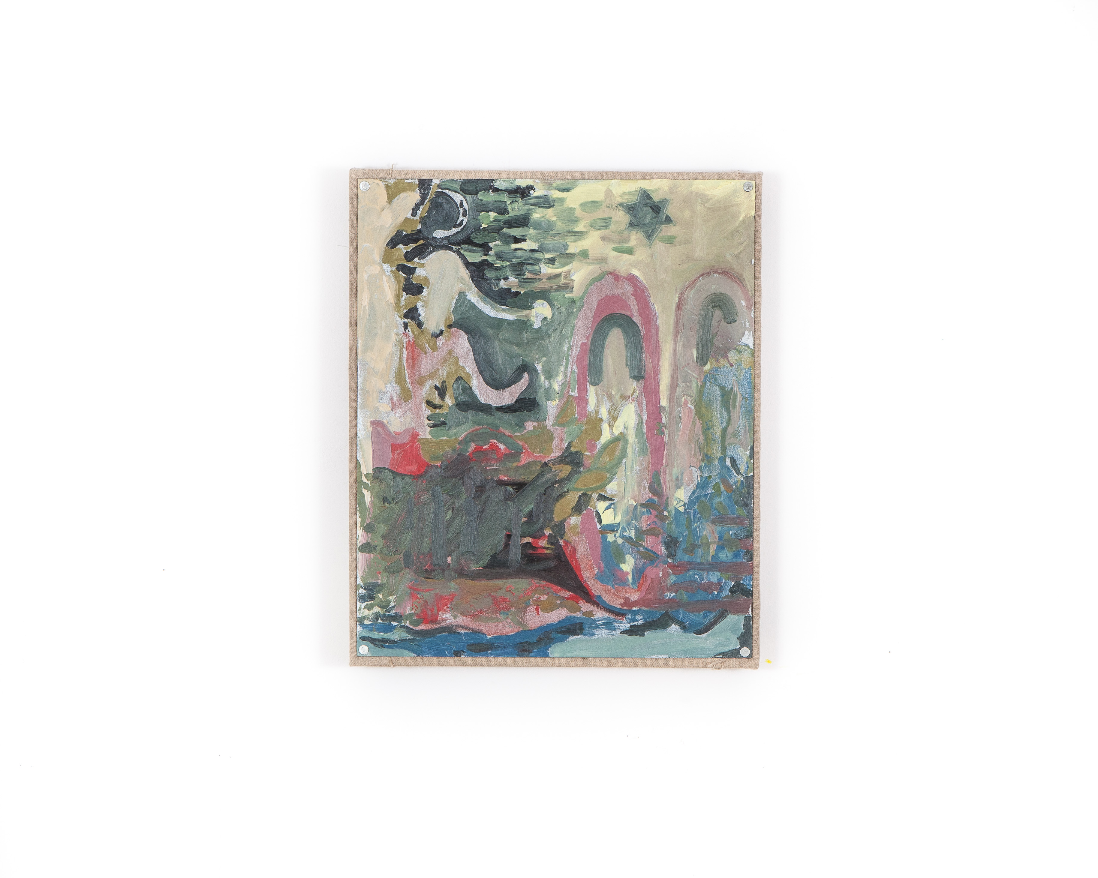 Smile Where You Are, 2015. Oil on Steel over Linen, 18"x15""