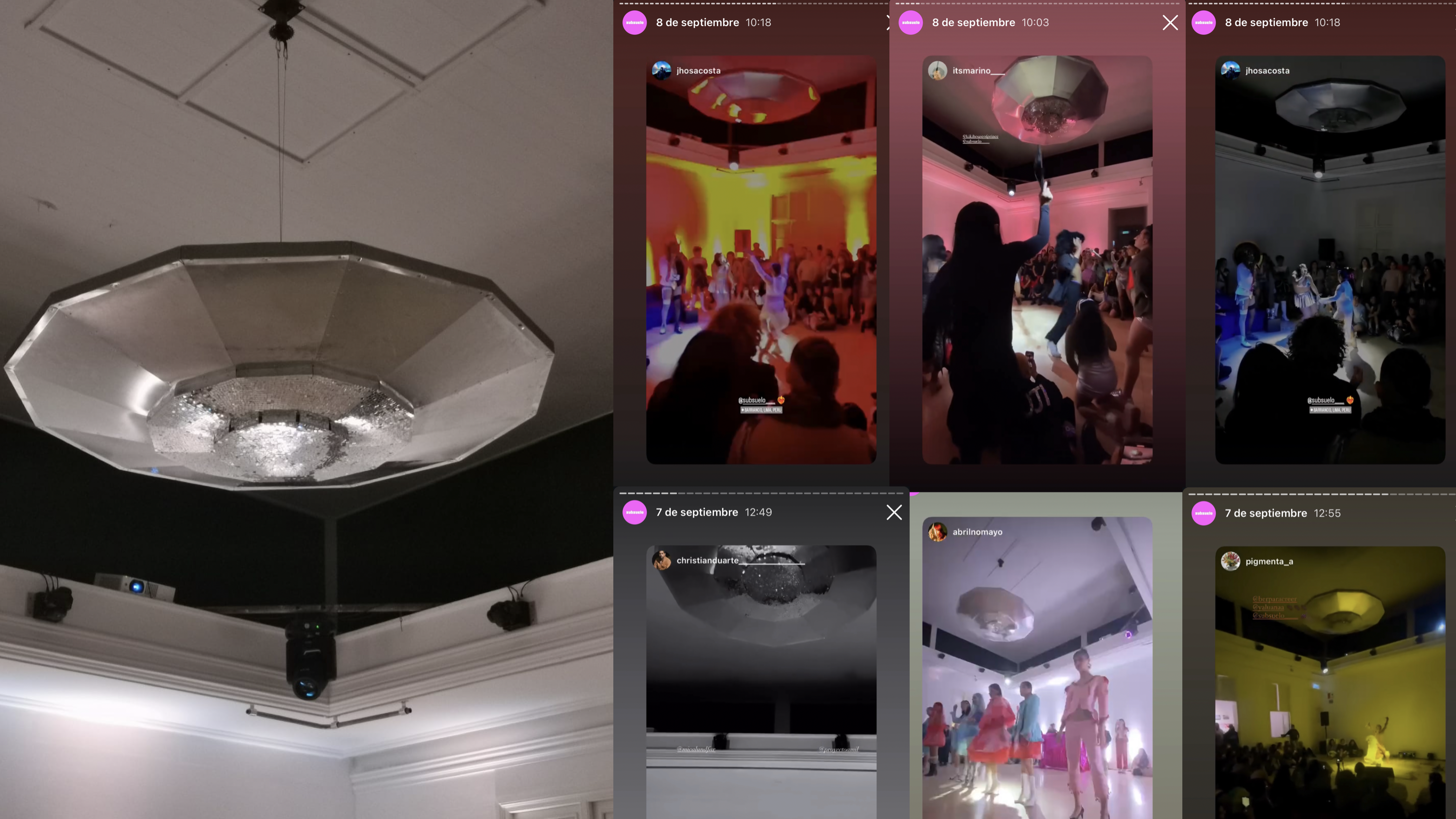 'Ovni', alluminium discoball with mirror applications by Chris Luza, 250cm x 250cm x 55cm. 2024 