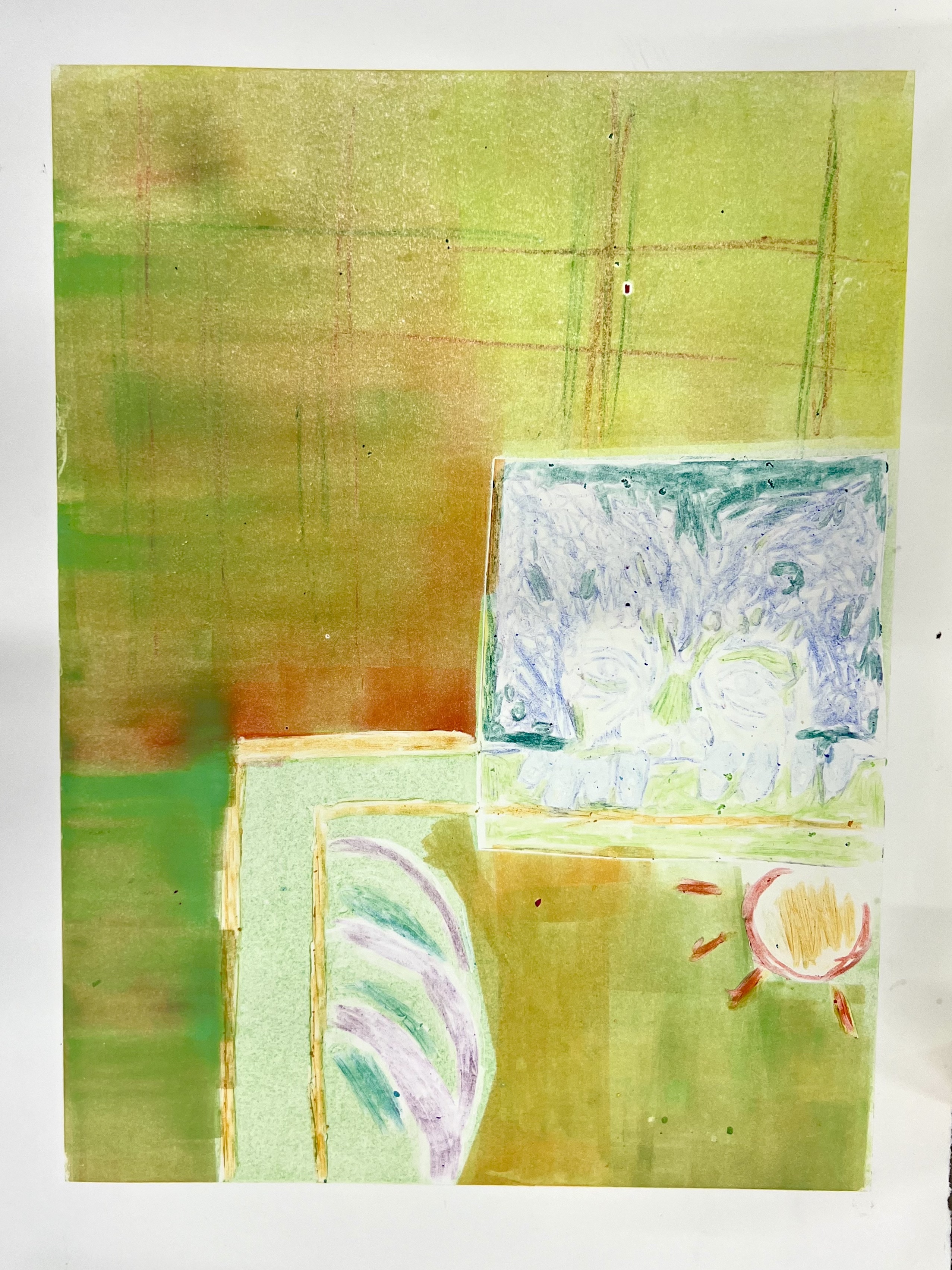 i think it's somewhere? 1/2, 2024 Monoprint 