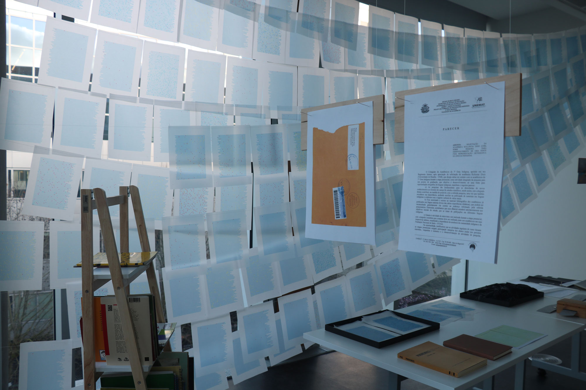 Exhibition 'In Correspondence with a living archive of indigenous languages' Royal College of Art, Media Works, White City Place, 2020