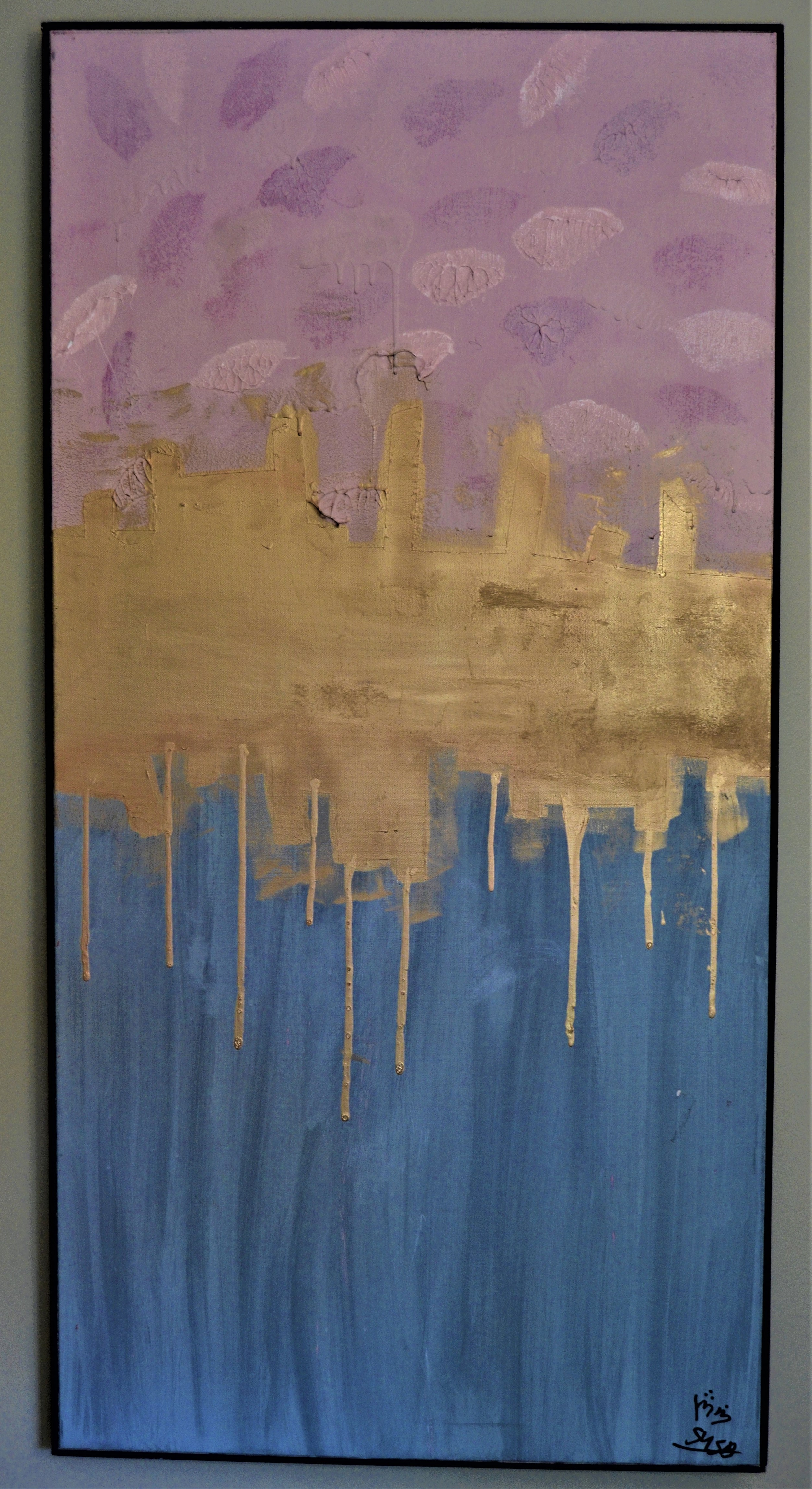 "Where the Sidewalk Ends" Latex Paint, Acrylic Paint, Liquid Gold, Canvas