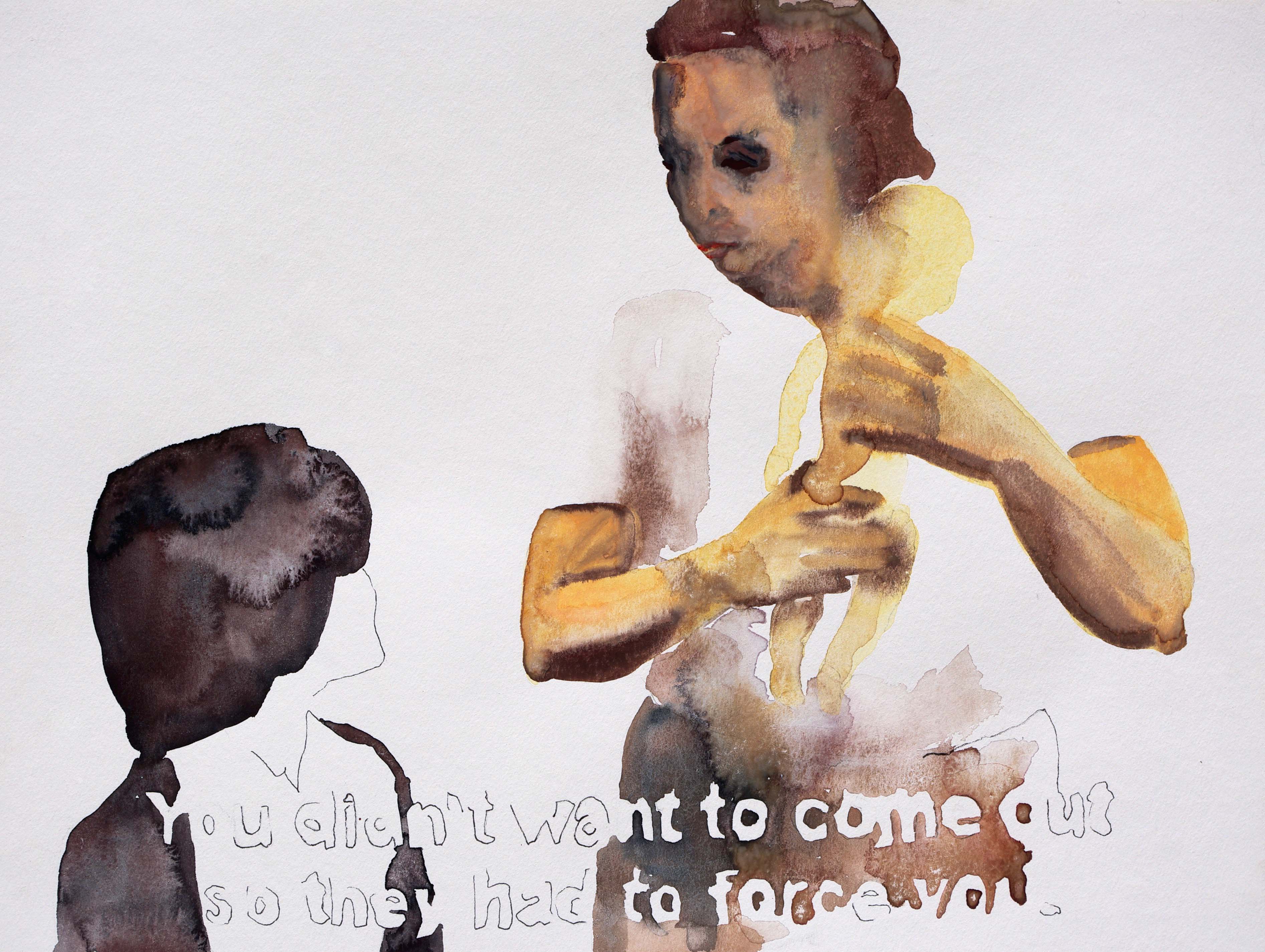 sub -9, stylo noir et aquarelle, , 30x40 cm, 2014