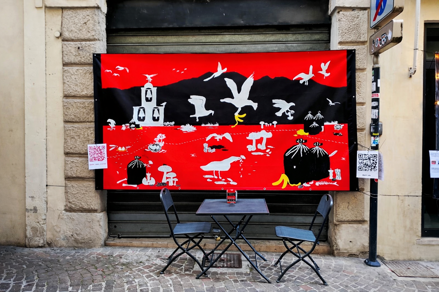 Hunger; acrylic on pvc, 307 x 164 cm 