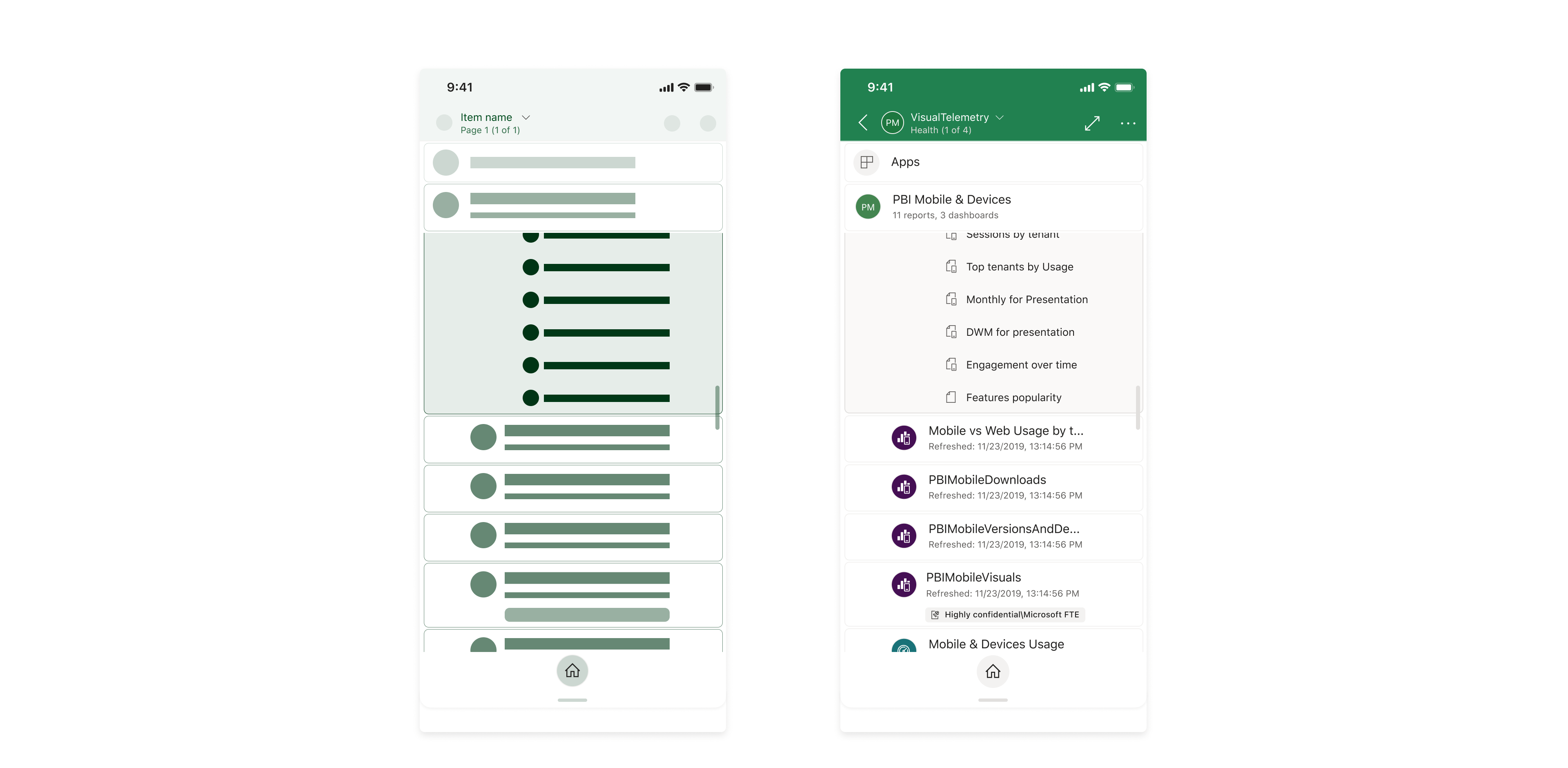 Navigation Tree of a report with 14 pages, in an "App" with 14 items, 02.