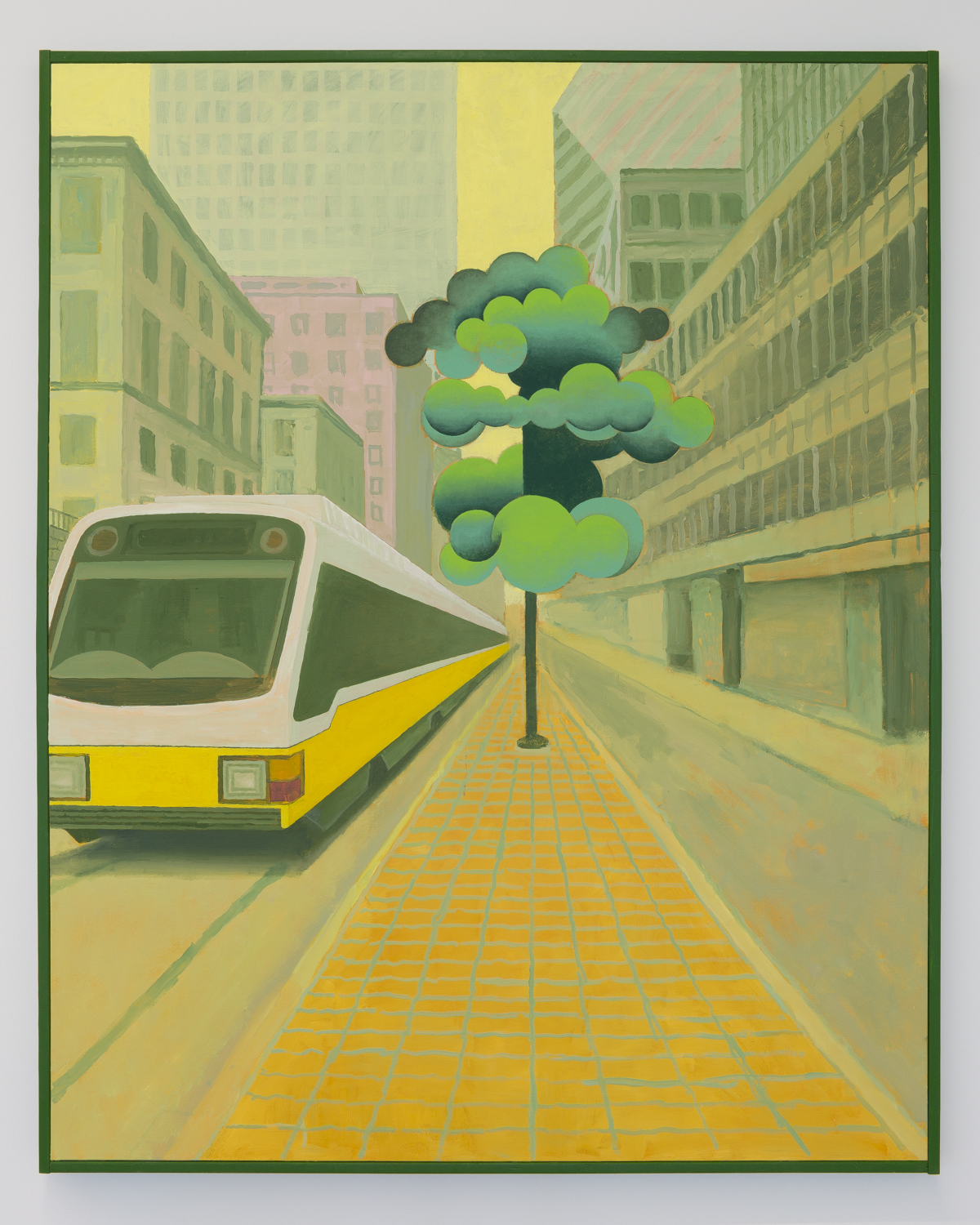 Masamitsu Shigeta, A street car and a Tree (2), 2023, Oil on canvas with wood frame, 61½ (H) x 49¼ (W) in.
