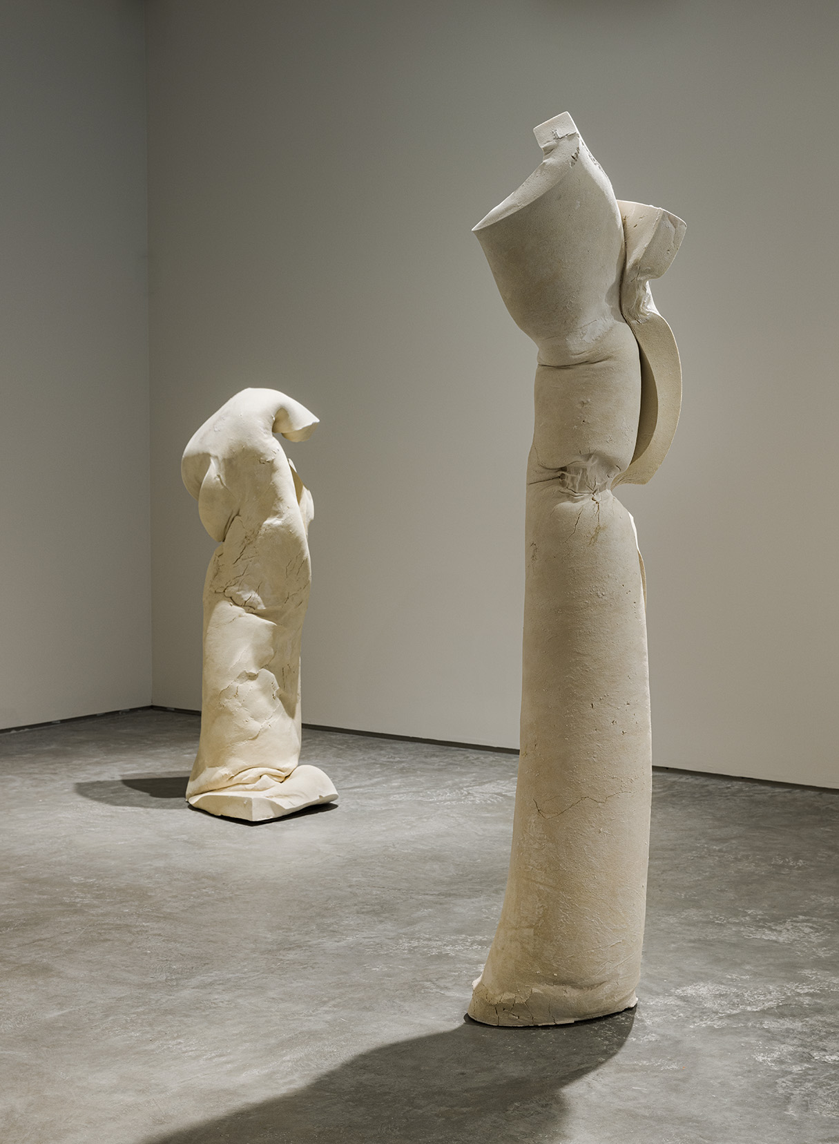 Barb Smith, "Untitled," 2014. Memory Foam and Aqua Resin, steel, 70 x 18 x 20 inches and 65  x 23 x 25 inches. Photo by Etienne Frossard.