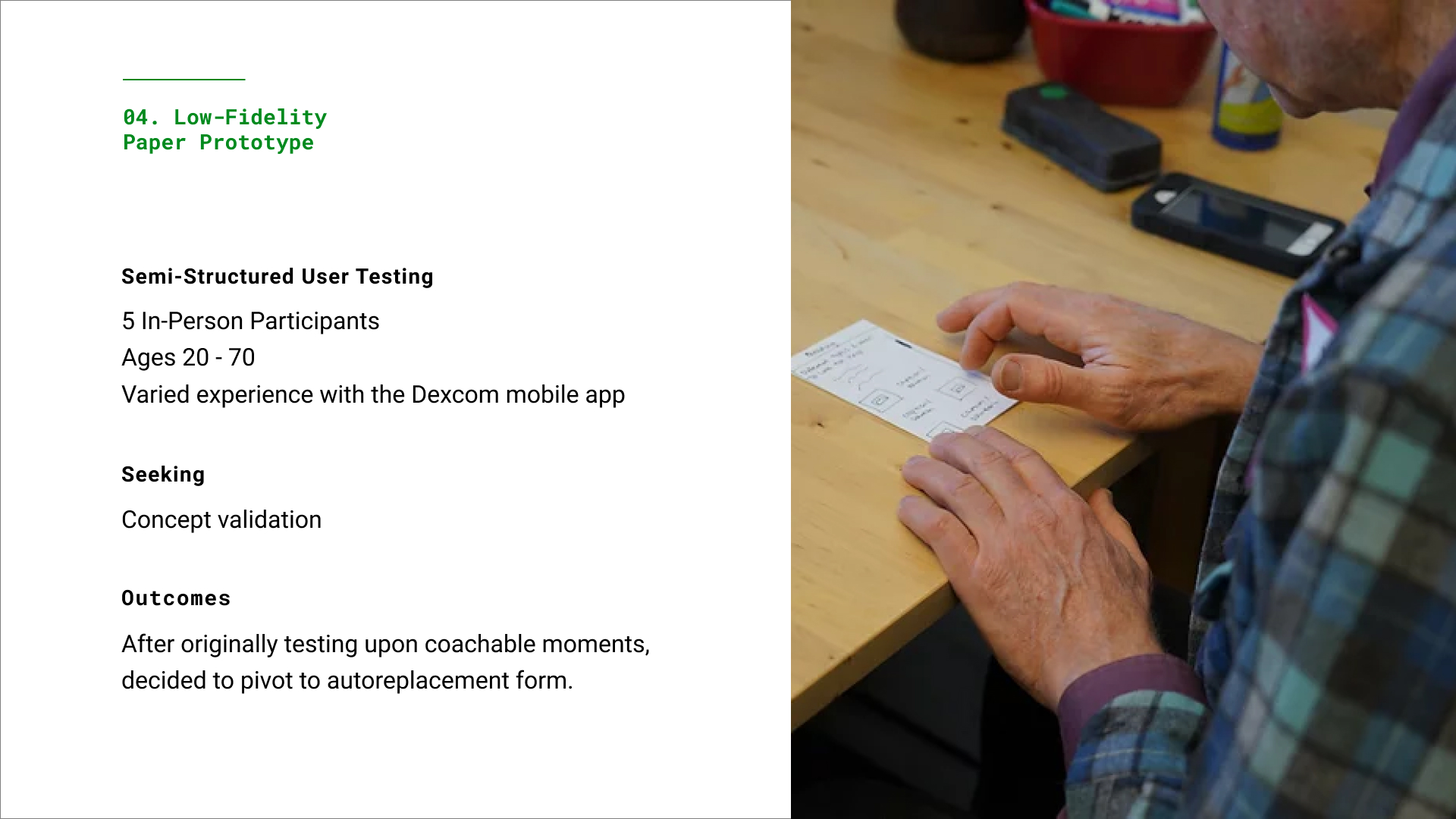 A slide on our low-fidelity prototyping process.