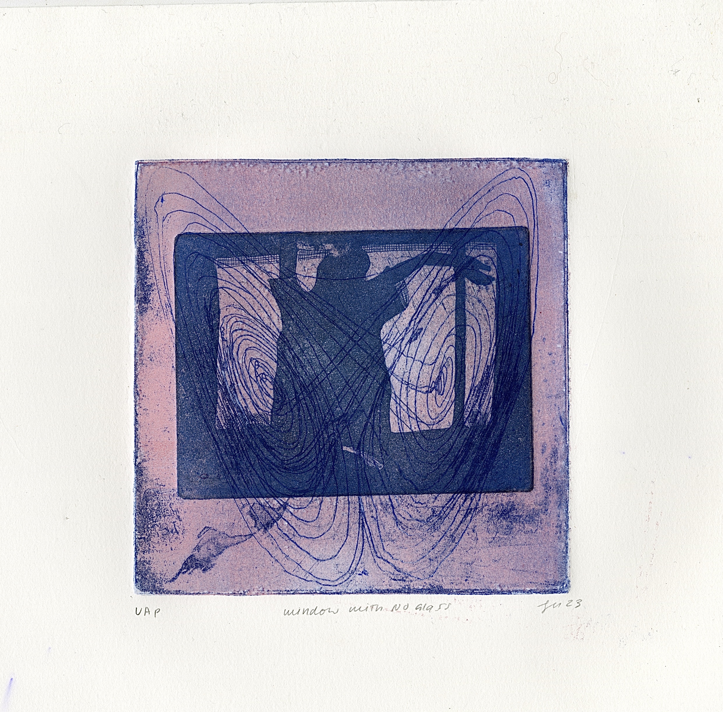 window 7,  multi-plate hard ground and aquatint etchings 5x5, 2023