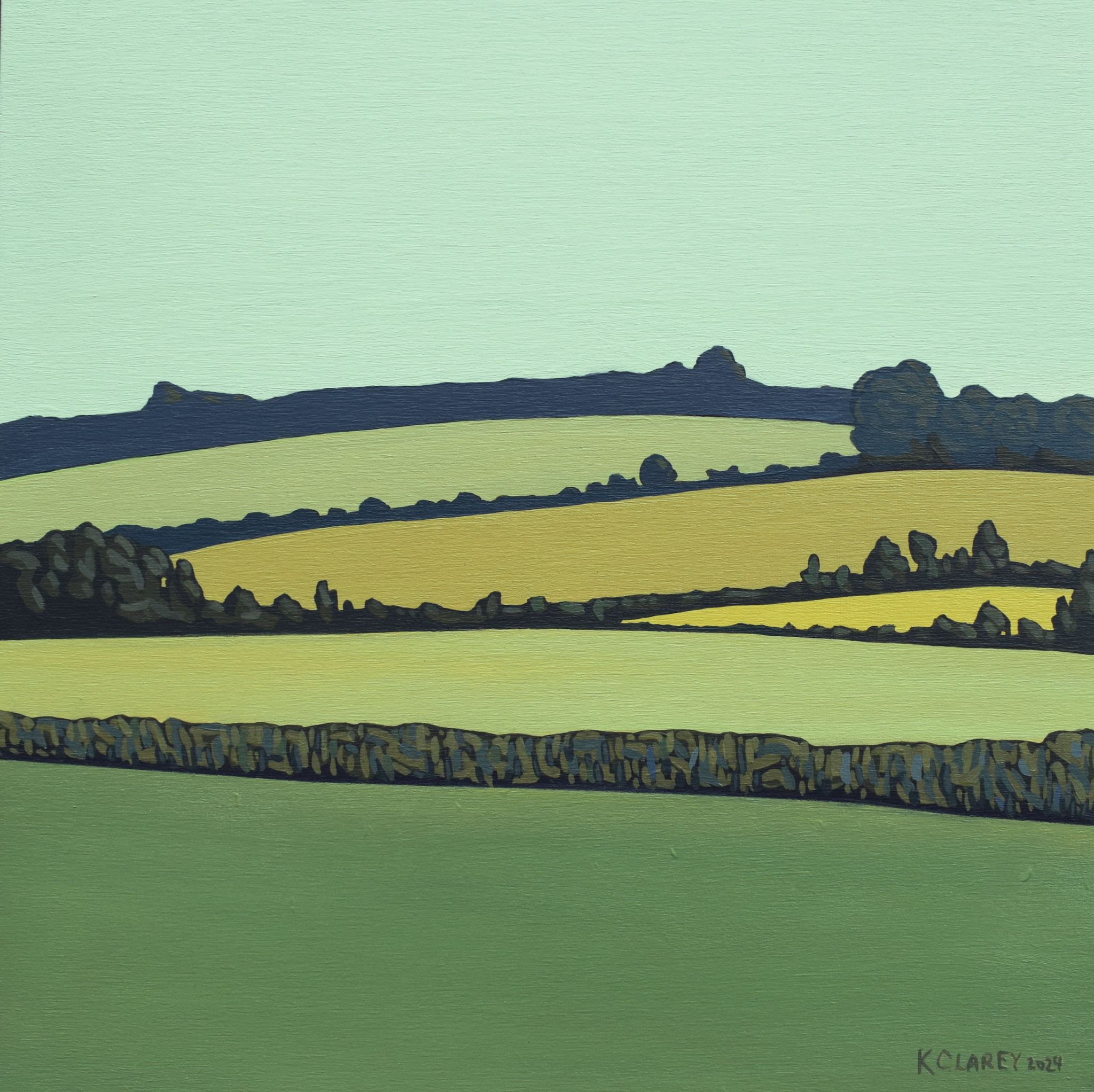 Vestiges of Green, Acrylic on Cradle Board, 12 x 12". SOLD