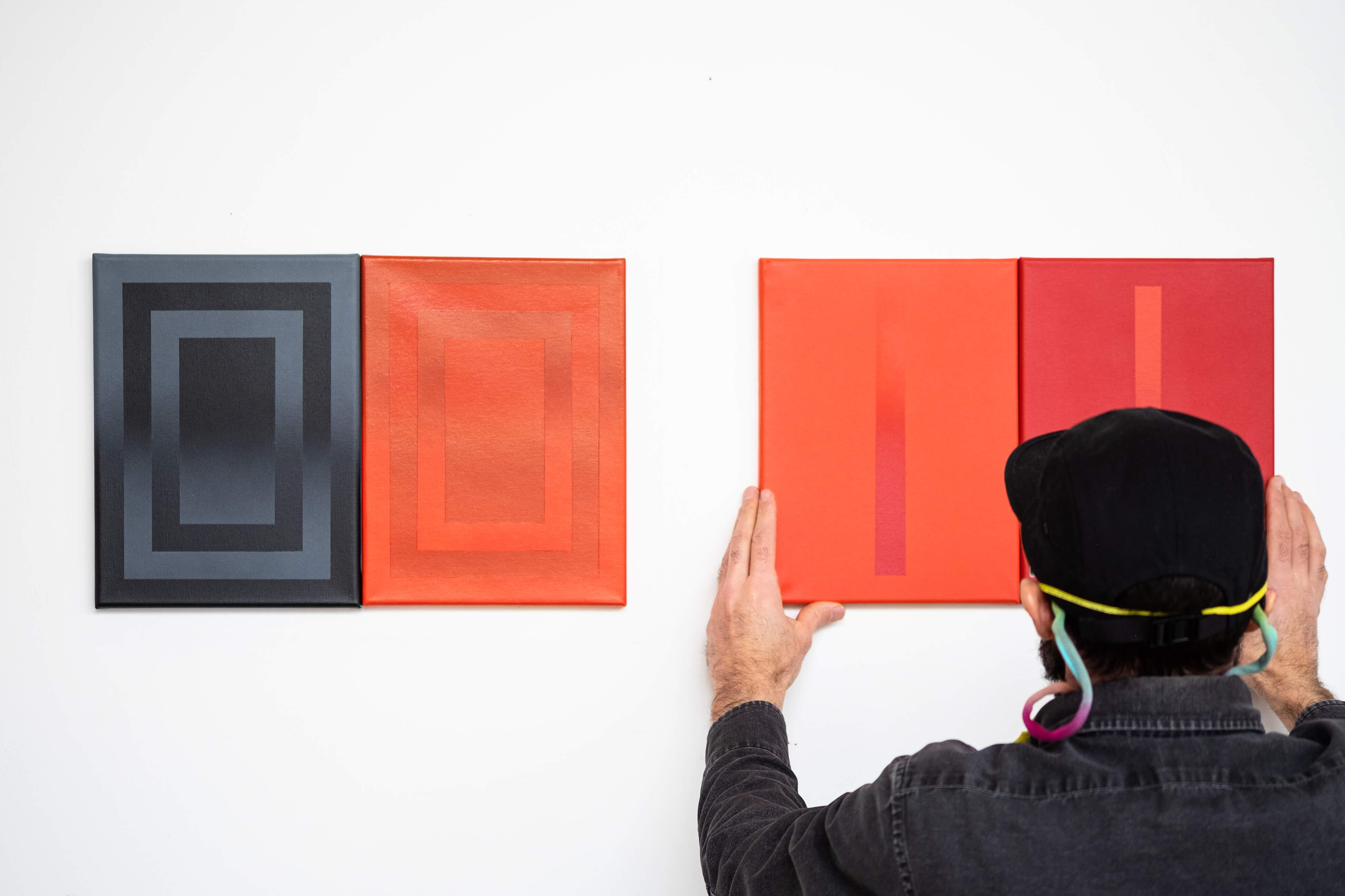 Variables 03/04 & 06/07, 2020, Enamel on canvas, 12 x 18 in & 12 x 18 in