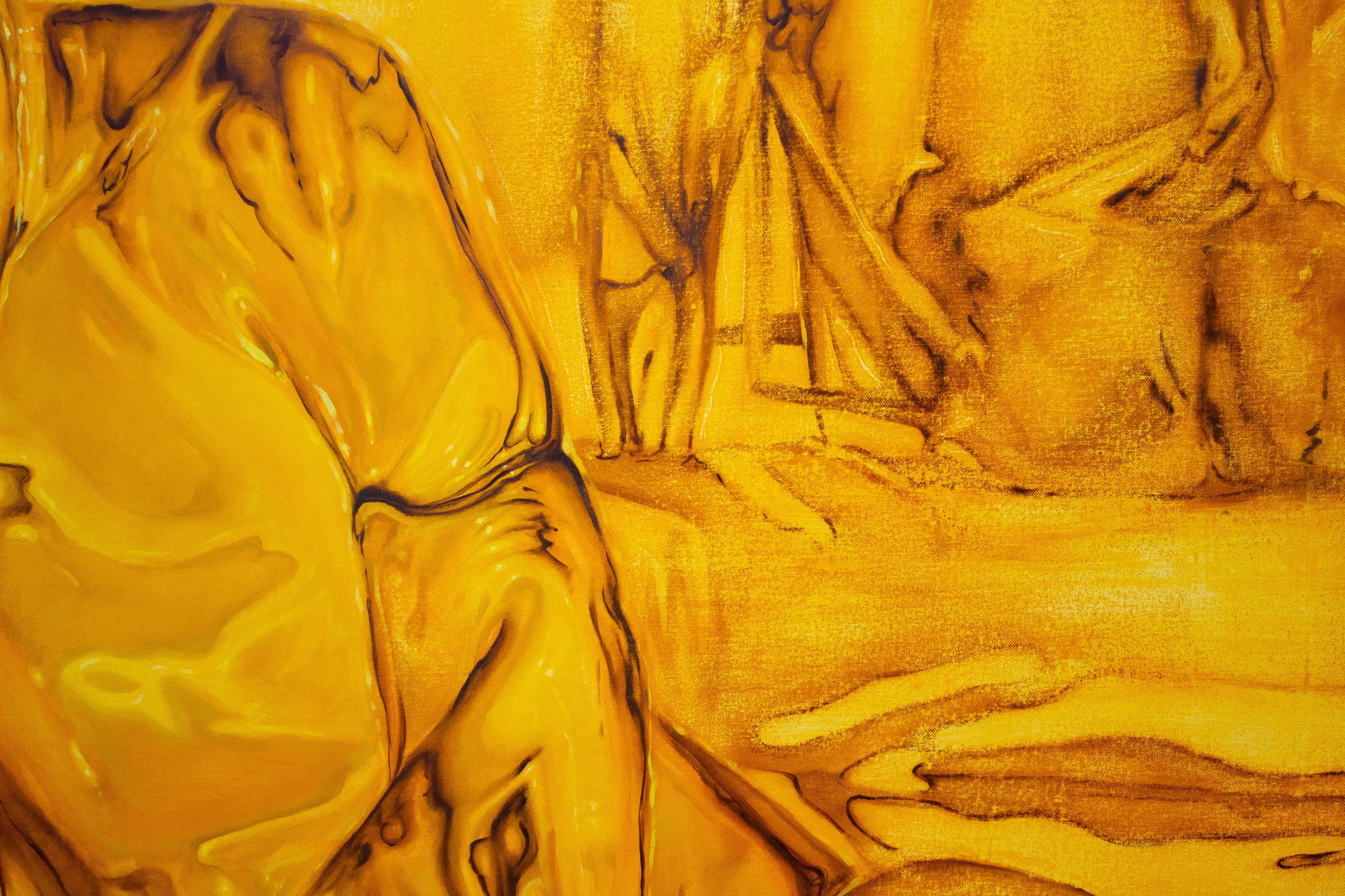 (Detail) Give us nothing, Golden Grandeur (2022). Oil on Canvas. 72 x 60 x 2 in.