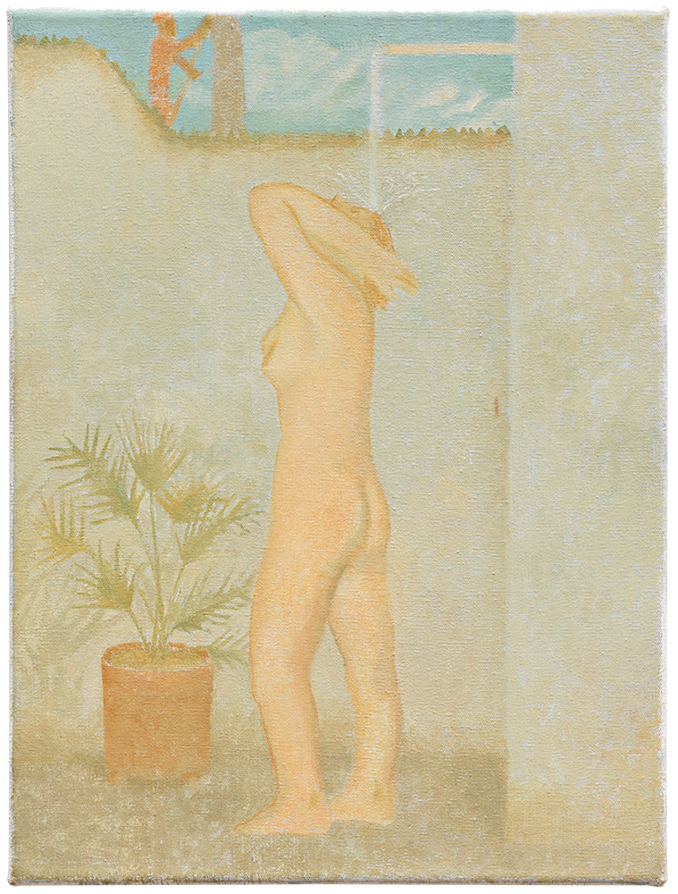 "Banho de bica", 2021, óleo sobre tela