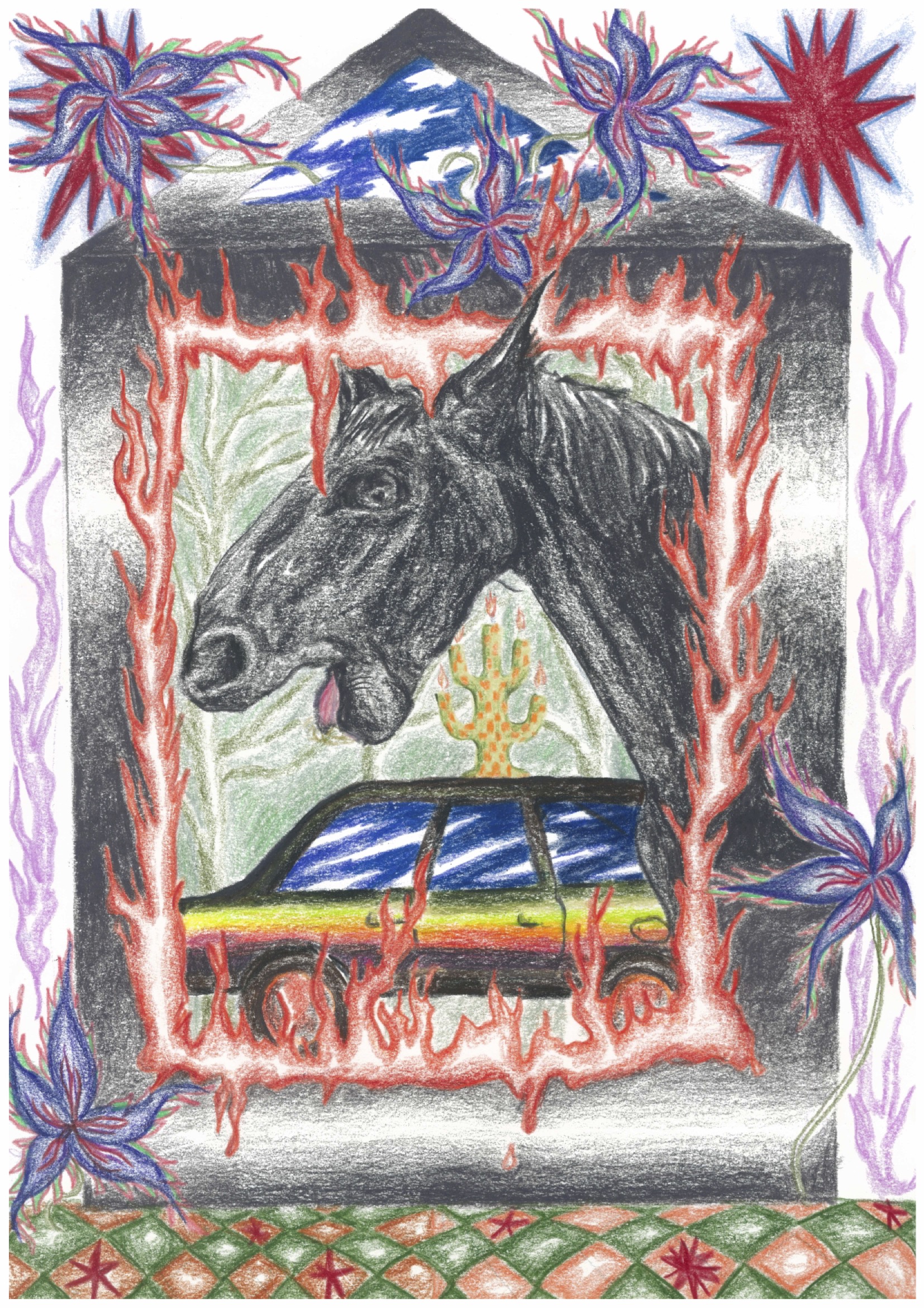 Horsey (2022), coloured pencil on paper. A4