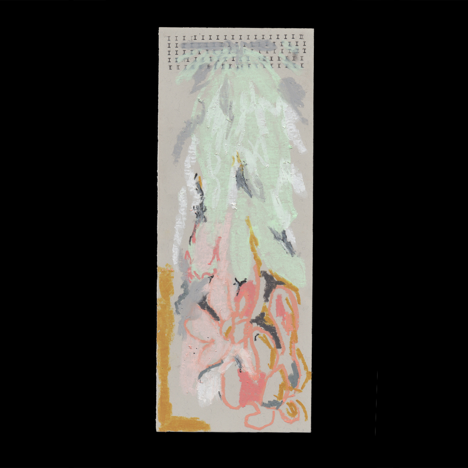 Why the fuck would you expect flowers, 2019 Oil pastel on paper, 12 × 47 cm