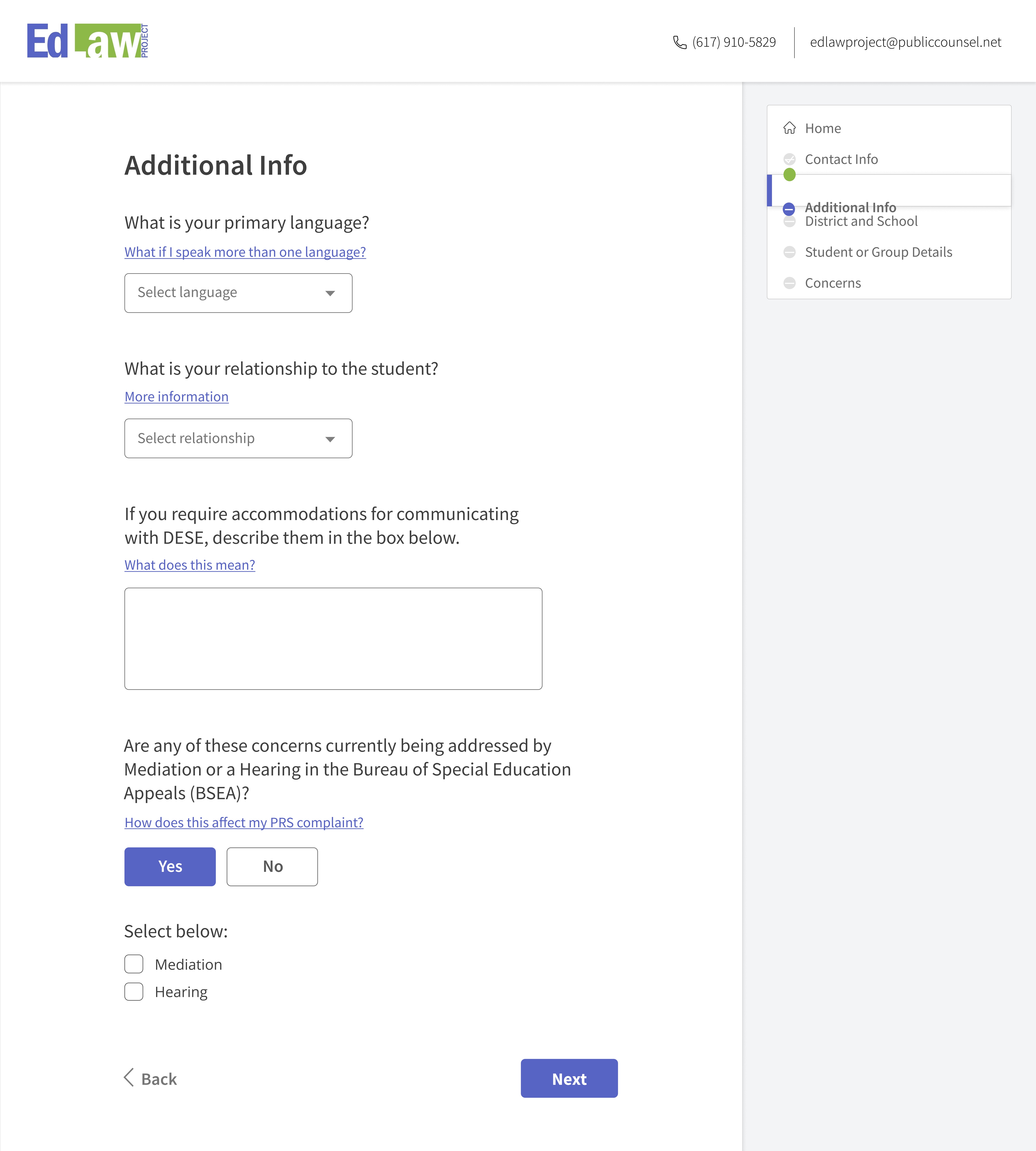 Screen from the client