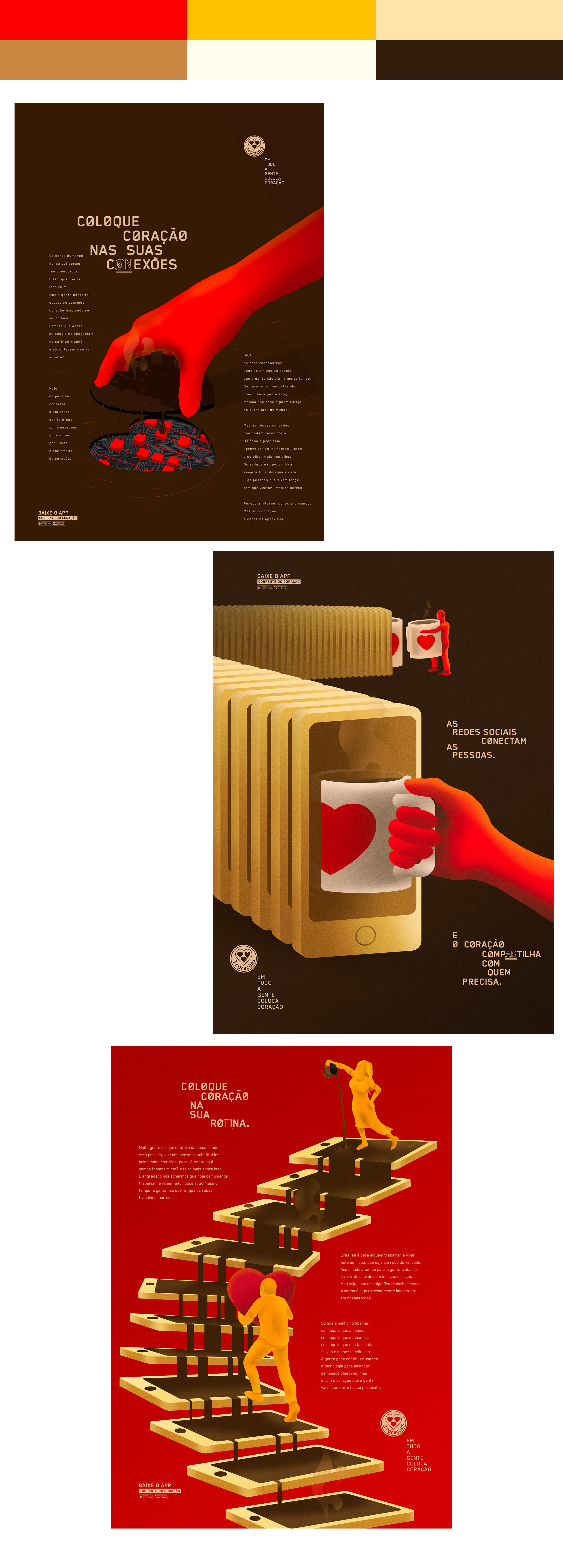 Title 1: Add heart to your connections. → Title 2: Social media connects people. And the heart shares its love with those in need. → Title 3: Add heart to your routine.