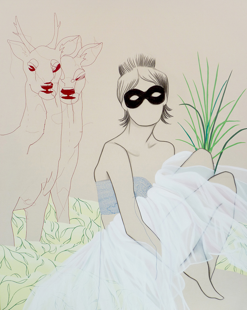 UNTITLED | Hand embroidery, pencil and acrylic on unprimed canvas | 150 x 120 cm