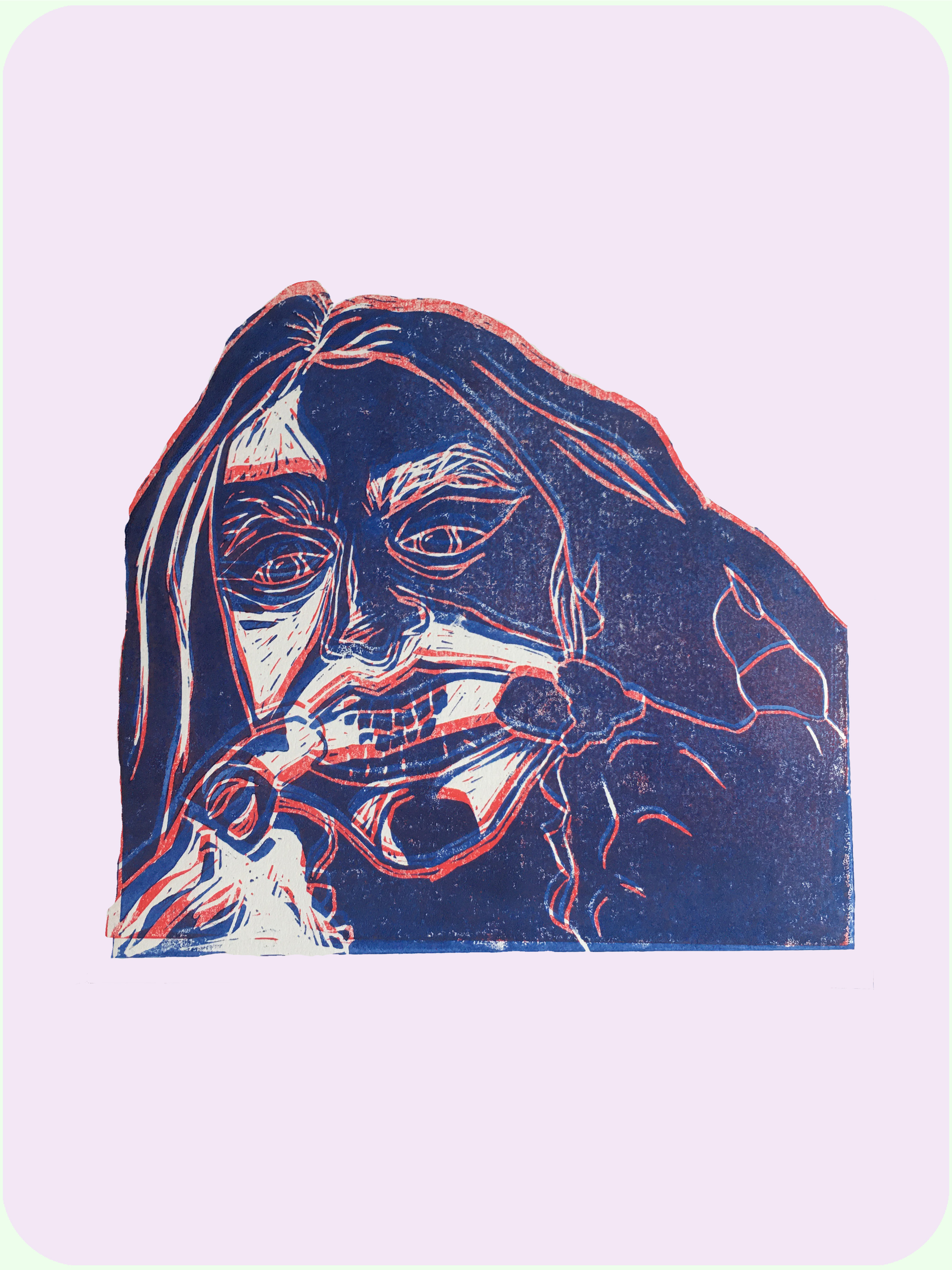 Lino Print on Paper (19.9 x 18.5cm)