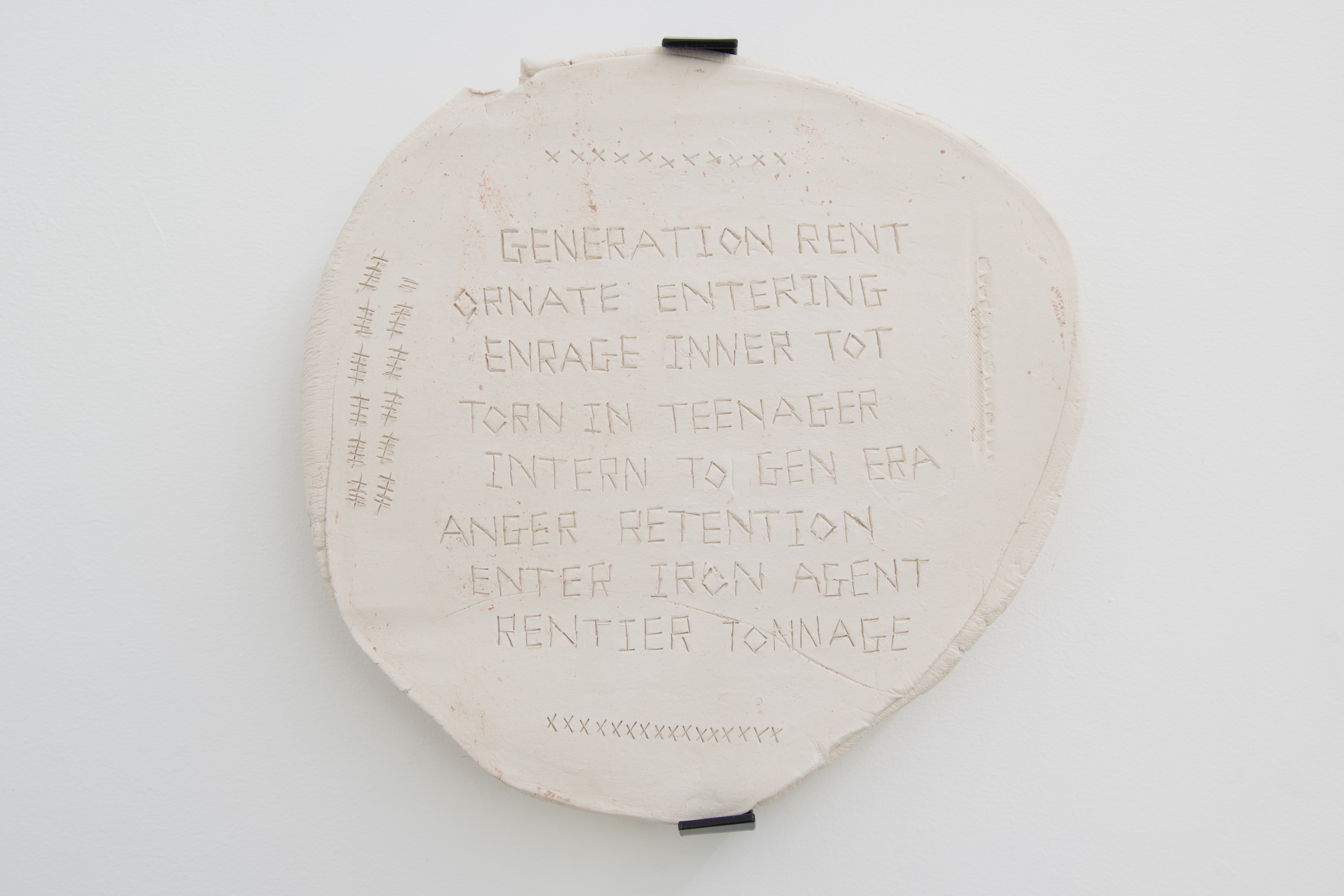 Generation Rent Rules #1 2022 Bisque fired earthenware 200 x 240 mm
