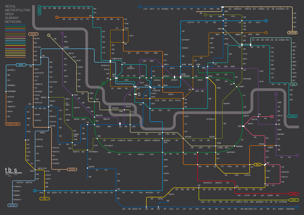 Seoul Metropolitan Area Subway Network, TBS Project, 2016 — Jin and Park