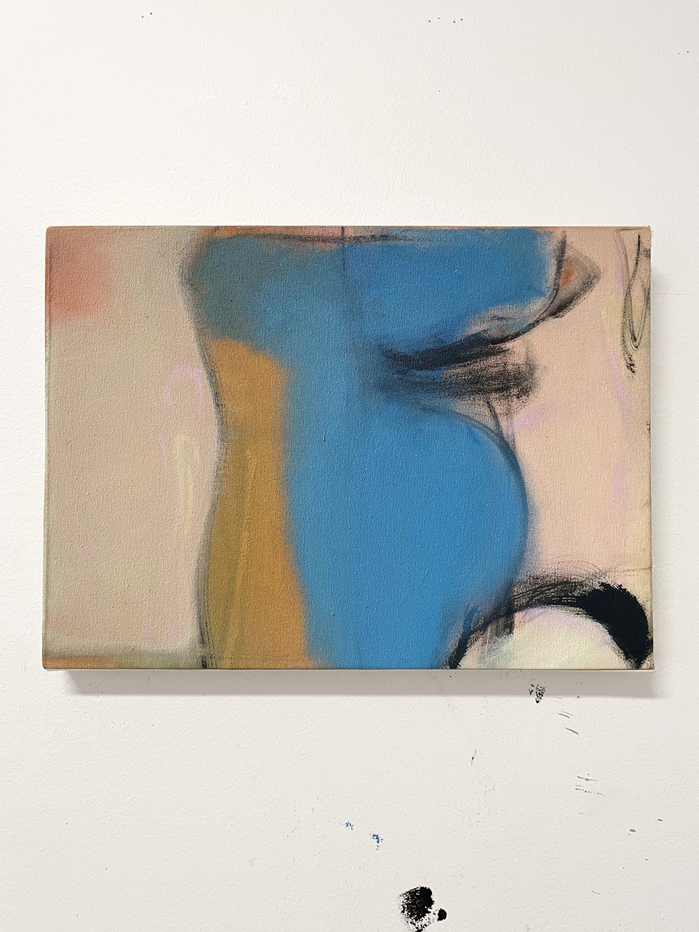 'E' - oil, charcoal and ink on linen, 40 x 55 cm
