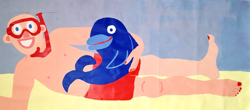 Delfin und Taucher (2021), Acrylics on Paper