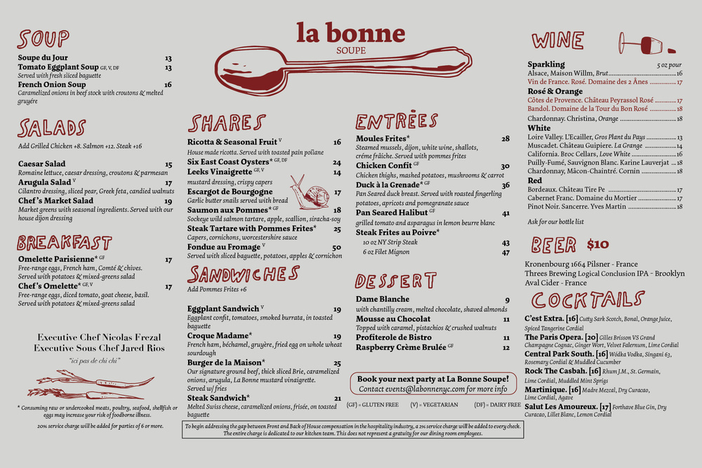 MENU — La Bonne (Soupe)