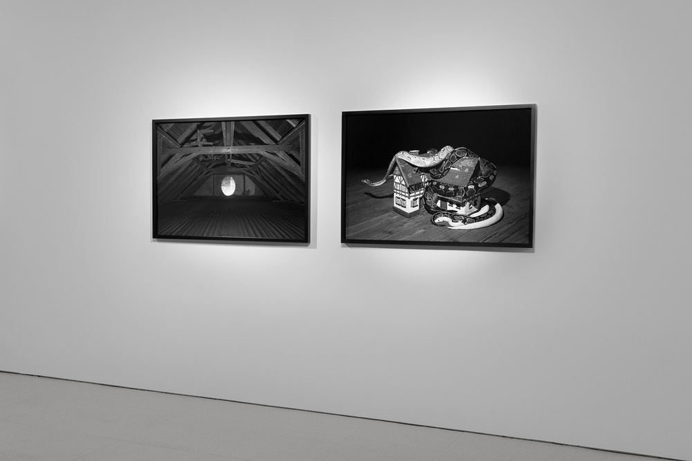From left to right: Entrance (2019), The Spiral (2019). Archival inkjet prints on baryta, mounted in lime wood frame, both 70x104cm.