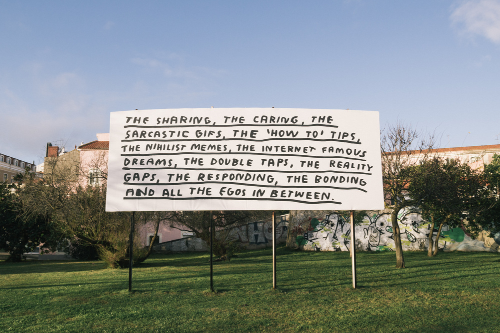 A Poem on Internet Unlimited Data. 2020Print on canvas on outdoor sign300 x 800 cm