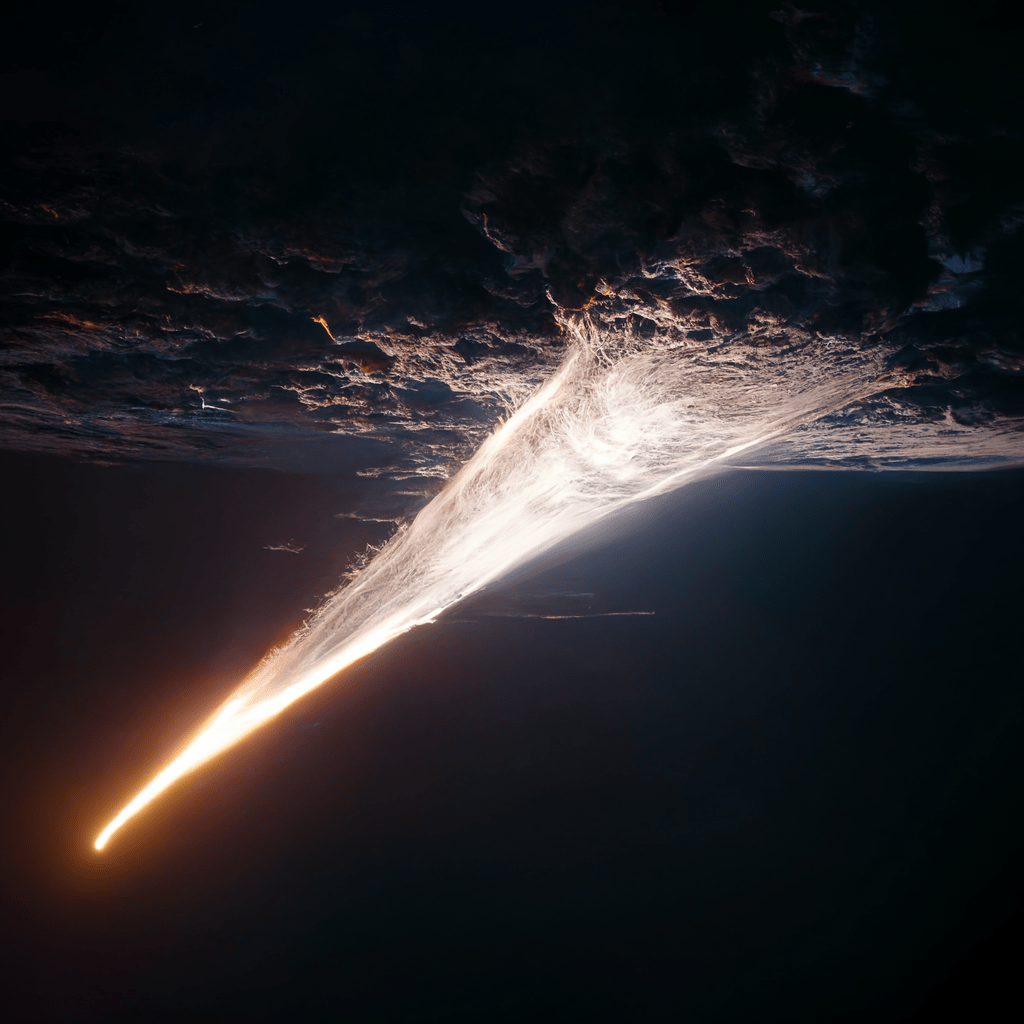 Precision landing from orbit, AI generated, Midjourney