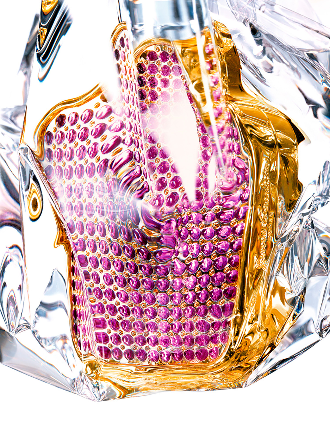 KMA photographer Isabelle Bonjean shoots a photograph of a gleaming pink and orange object 