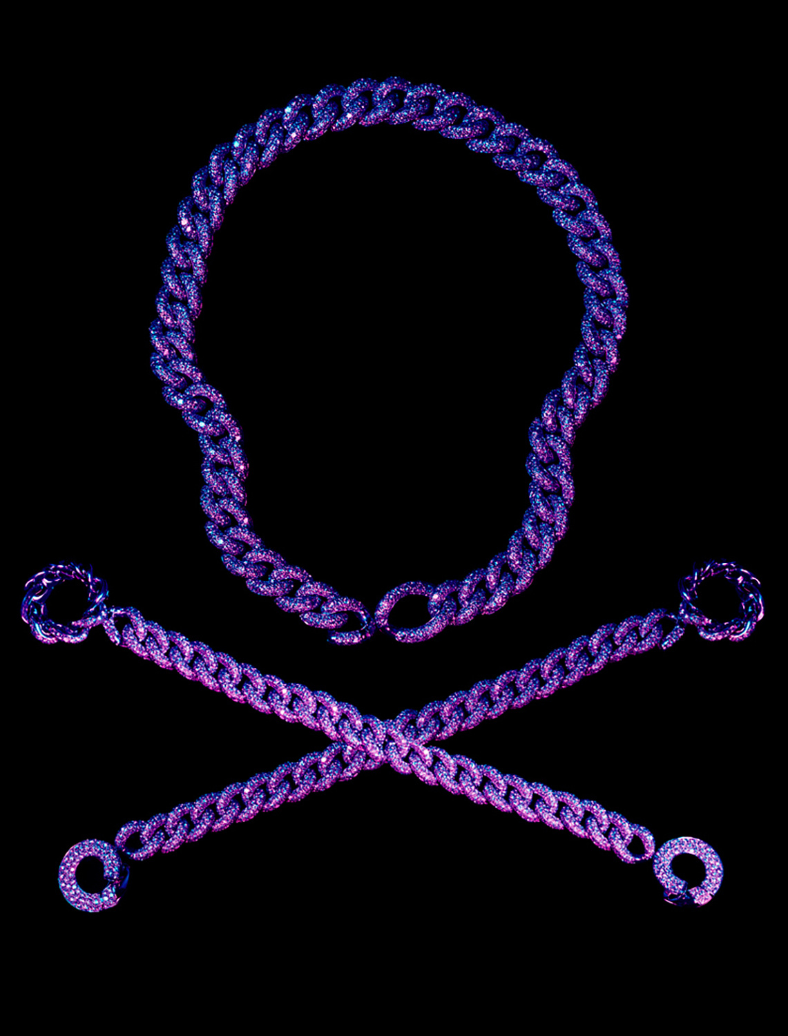 KMA photographer Isabelle Bonjean shoots purple necklace against black background for Citizen K 