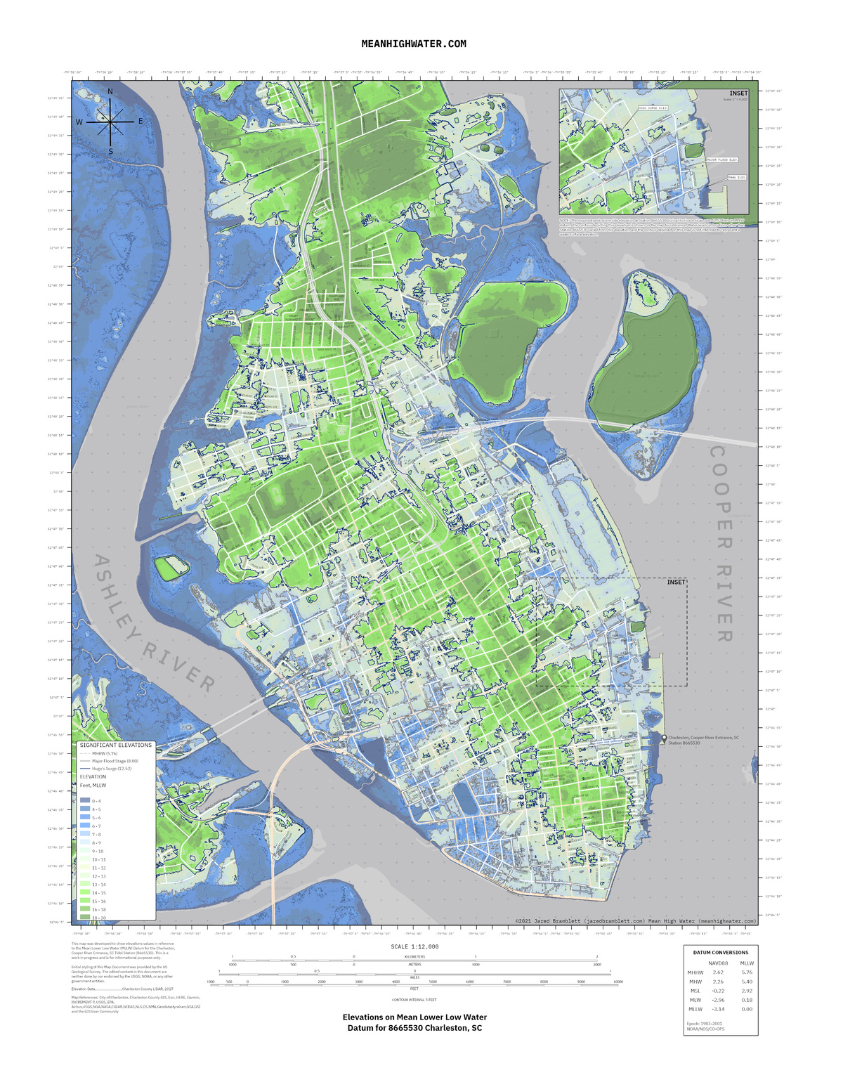 elevations-on-mllw-datum-mean-high-water