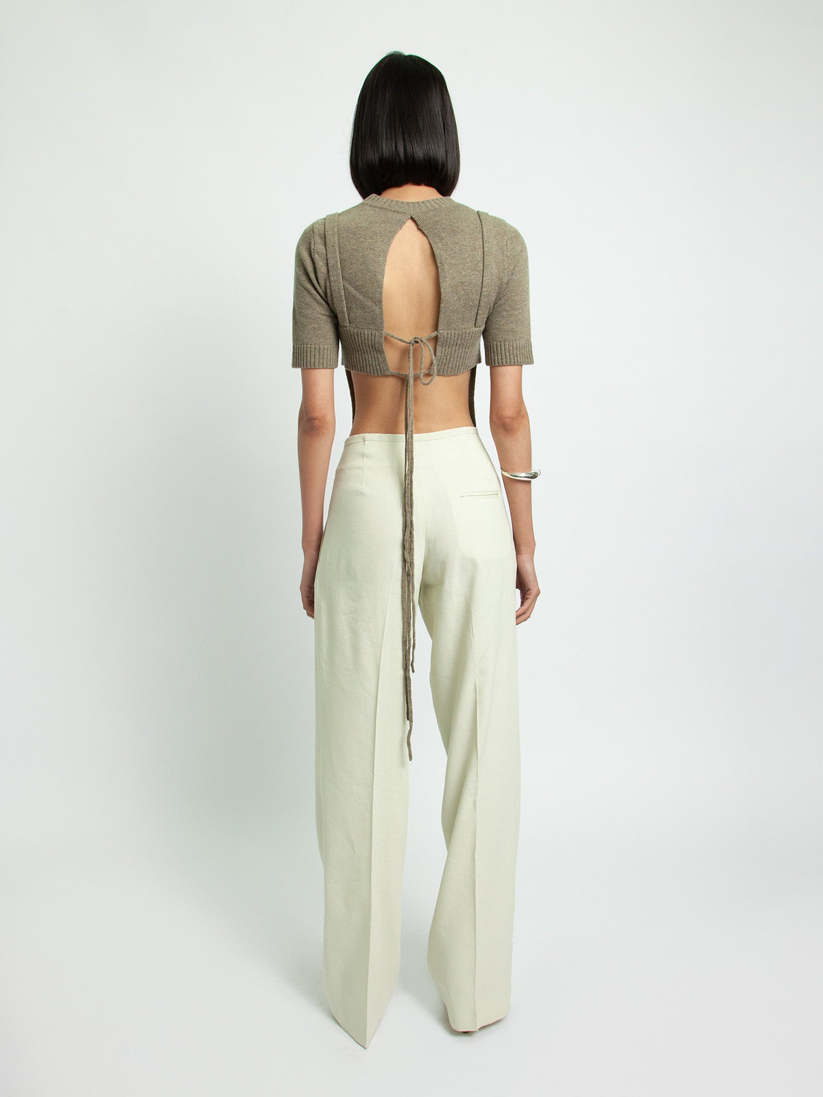 Crop top in maglia stretch con cristalli decorativi e cut-out CHRISTOPHER  ESBER da donna