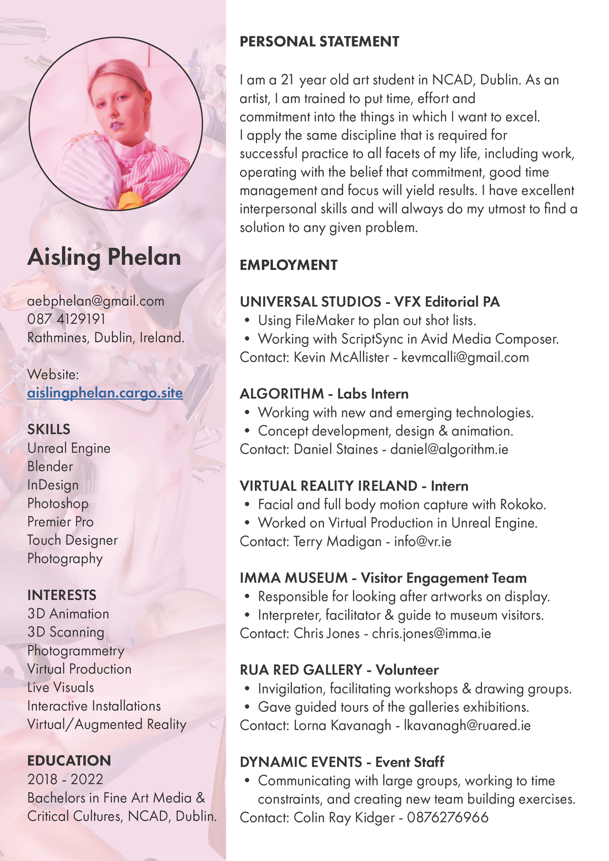 Work CV - Aisling Phelan