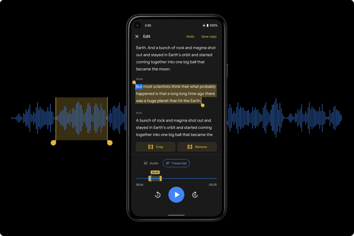 Recorder building an app that records and transcribes audio, all
