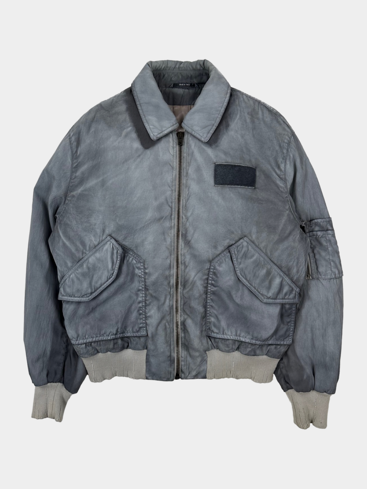MARTIN MARGIELA Distressed Grey Washed Military Bomber — ARCHIVED