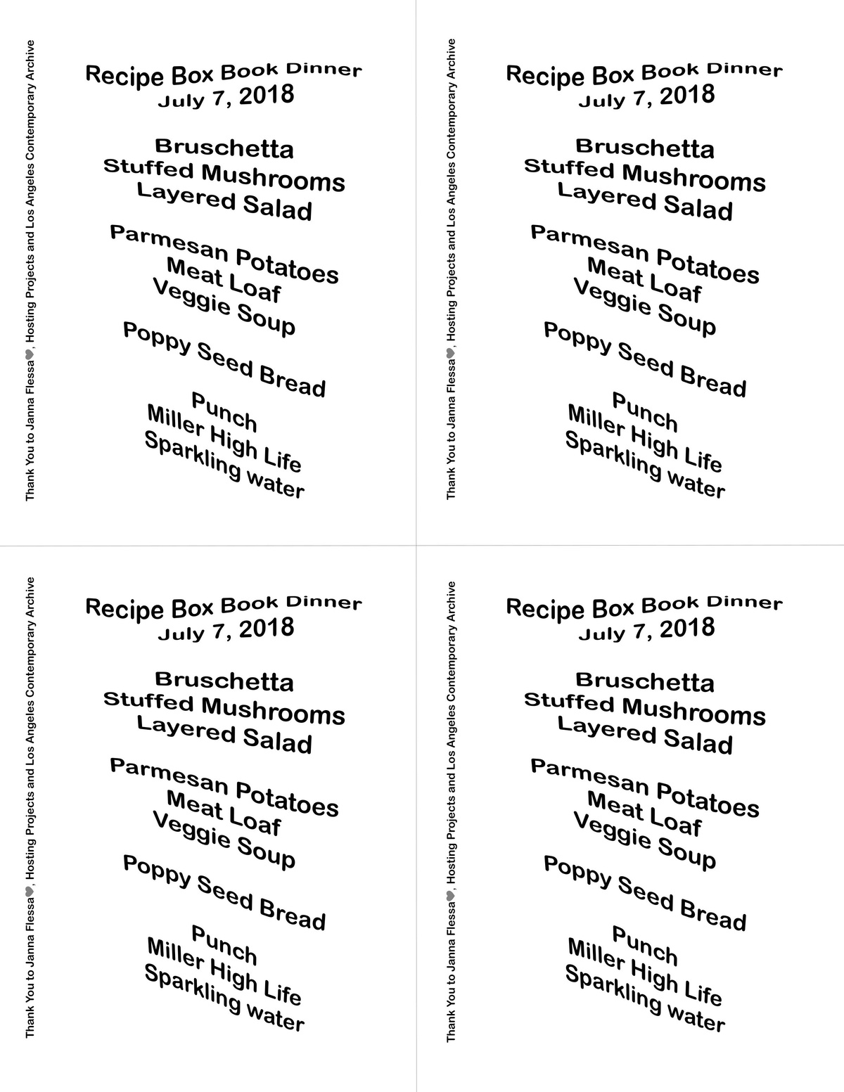 Recipe Box Book Dinner — Nick Flessa