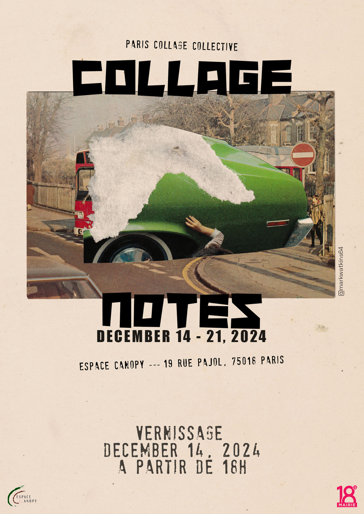 collage notes exhibition - Paris Collage Collective, image size:1200x1697