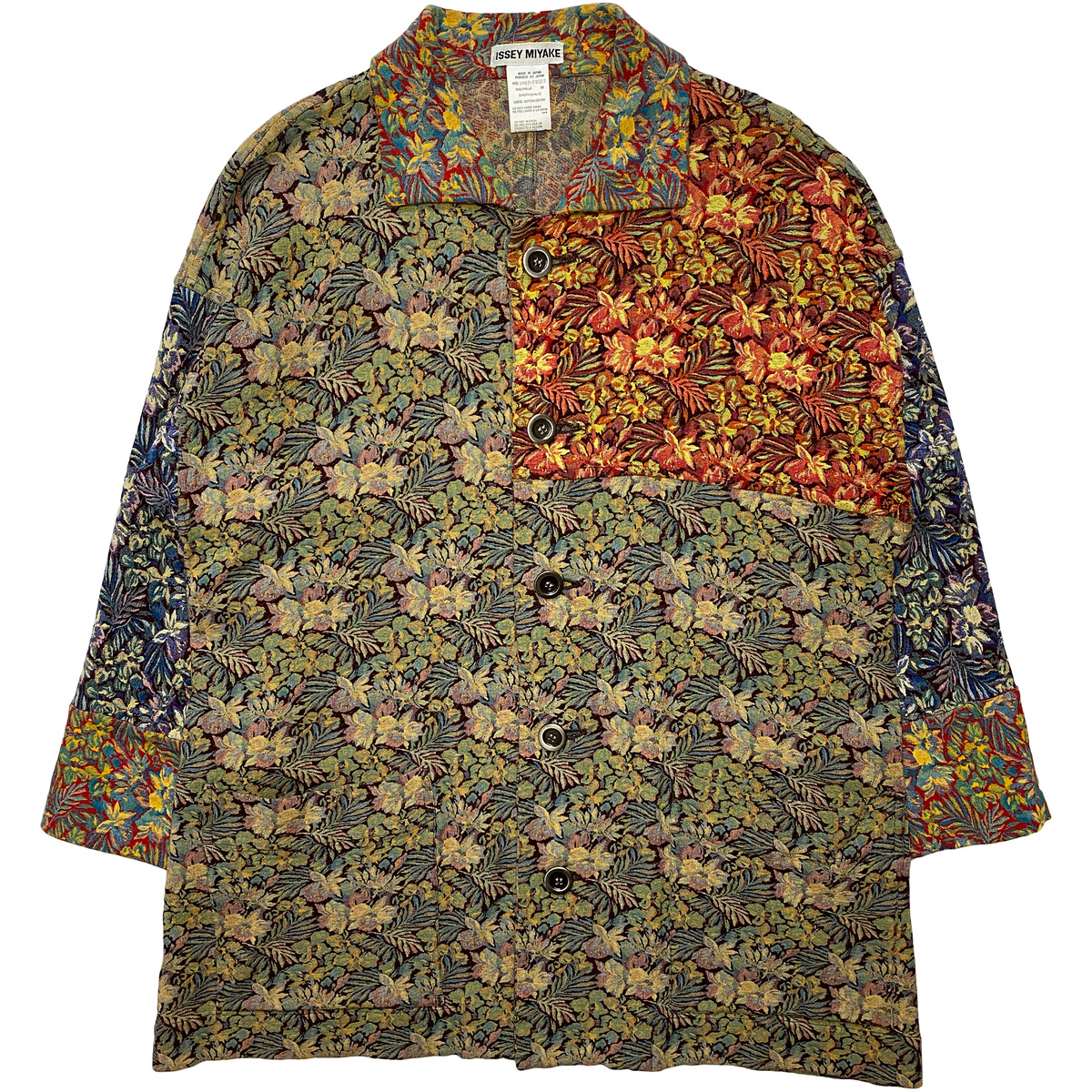刺繍ISSEY MIYAKE 2005SS Flower Jacket ブラック　花