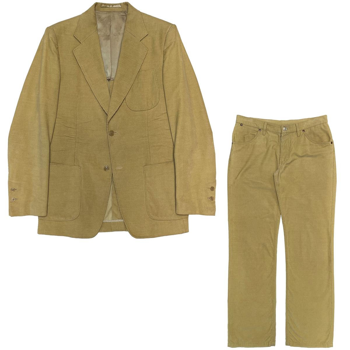 レア MISTERGENTLEMAN CORDUROY MA-1 Martin Margiela, S/S 2002 Dusty Yellow Corduroy Suit - LA NAUSÉE