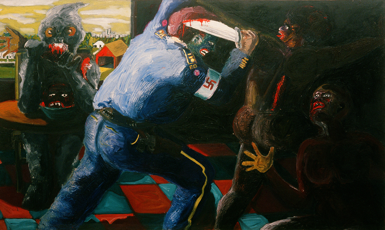 Mike Henderson: Non Violence, 1968; oil on canvas; 72 × 120 in.; courtesy the artist and Haines Gallery.