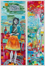 One Year at Home, 96" x 50" oil and distemper on Linen, 2024