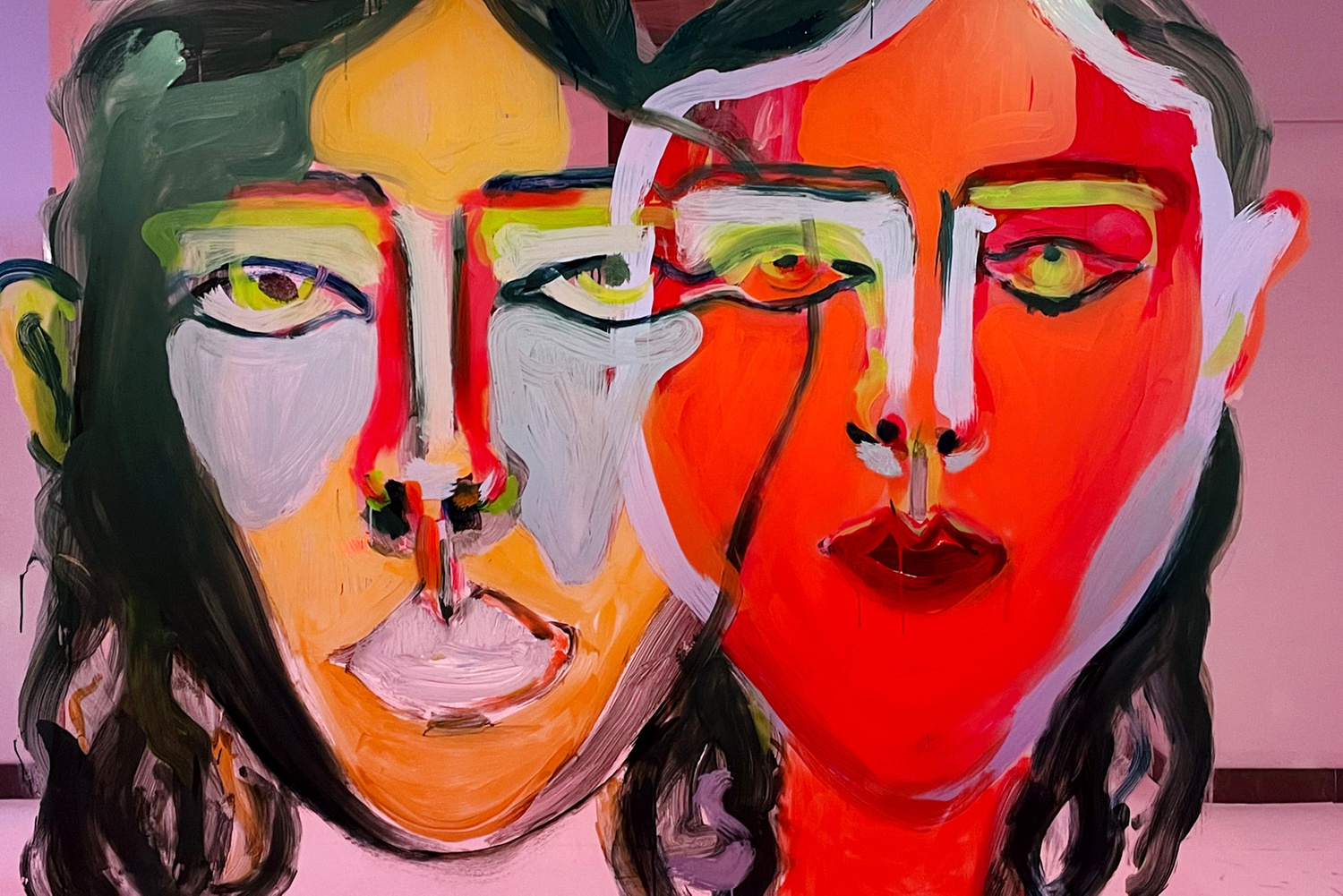 Performance painting, 300 x 150 cm, acryl paint on glass
