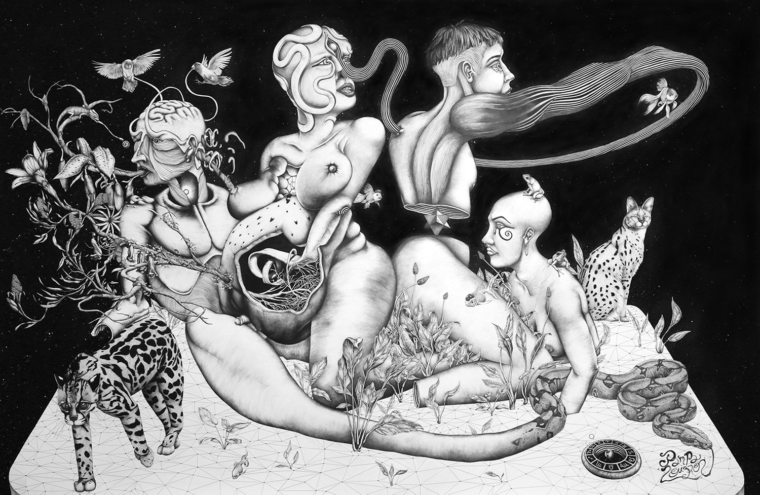 ‘INDIGO V - The Age of Aquarius’ / 1,8x2,4 mts / Ink on paper