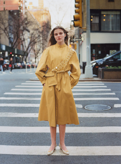 Dauphinette trench, Salvatore Ferragamo shoes.