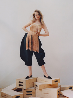  Maria Lucia Hohan dress, Comme des Garçons jodhpurs, Totême shoes.