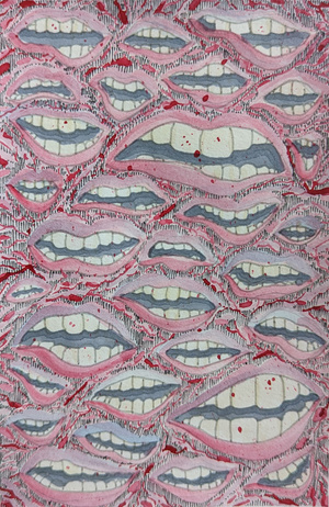 Manic Mouthful, Watercolor, Pen