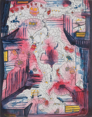 Blooming Bizarre, Watercolor, Pen